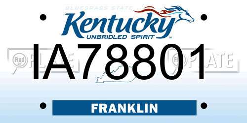 IA78801 Kentucky License Plate