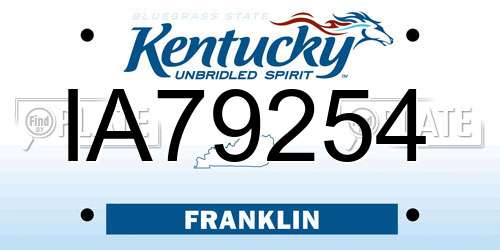 IA79254 Kentucky License Plate