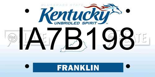 IA7B198 Kentucky License Plate