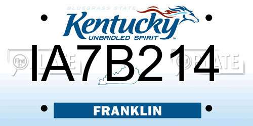 IA7B214 Kentucky License Plate