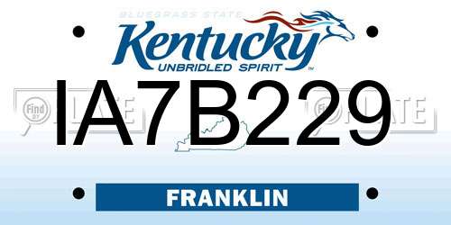 IA7B229 Kentucky License Plate