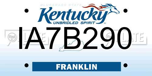 IA7B290 Kentucky License Plate