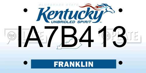 IA7B413 Kentucky License Plate