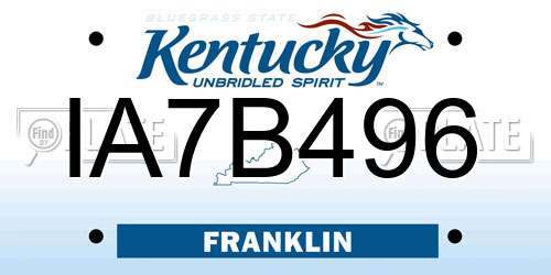 IA7B496 Kentucky License Plate