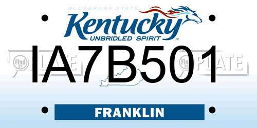 IA7B501 Kentucky License Plate