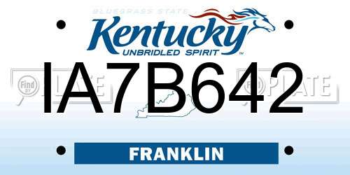 IA7B642 Kentucky License Plate