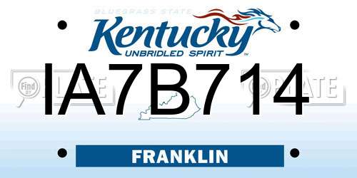 IA7B714 Kentucky License Plate