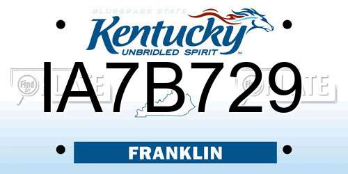 IA7B729 Kentucky License Plate
