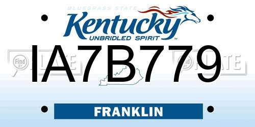 IA7B779 Kentucky License Plate