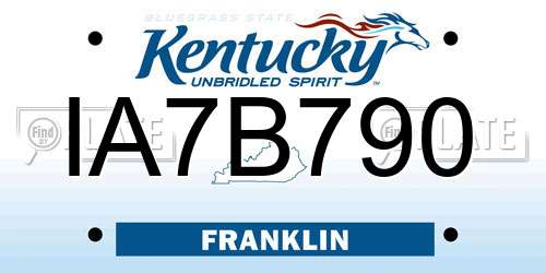 IA7B790 Kentucky License Plate
