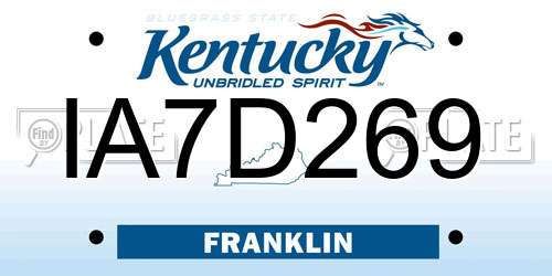 IA7D269 Kentucky License Plate