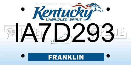 IA7D293 Kentucky License Plate