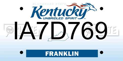 IA7D769 Kentucky License Plate