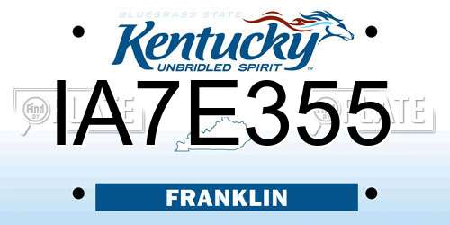 IA7E355 Kentucky License Plate