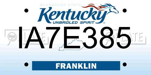 IA7E385 Kentucky License Plate
