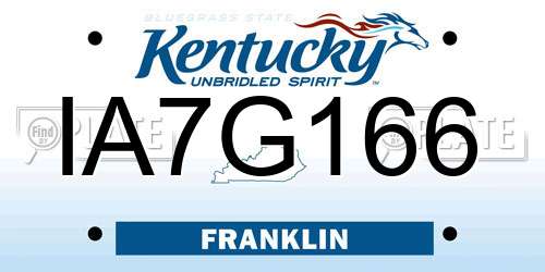 IA7G166 Kentucky License Plate