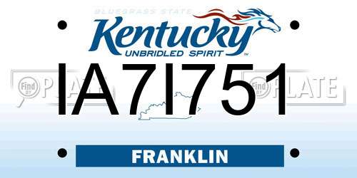 IA7I751 Kentucky License Plate