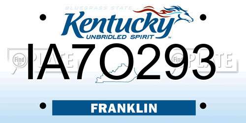 IA7O293 Kentucky License Plate
