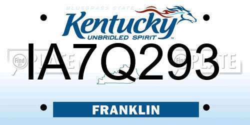 IA7Q293 Kentucky License Plate