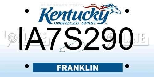 IA7S290 Kentucky License Plate