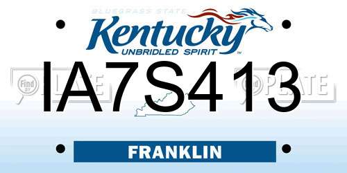 IA7S413 Kentucky License Plate