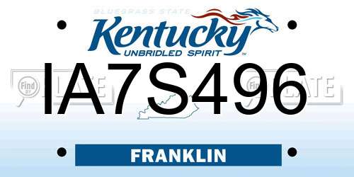 IA7S496 Kentucky License Plate