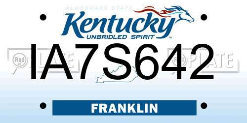 IA7S642 Kentucky License Plate