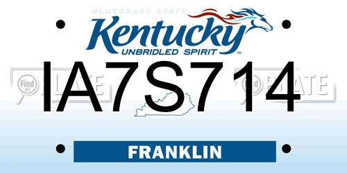 IA7S714 Kentucky License Plate