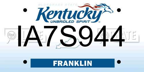 IA7S944 Kentucky License Plate