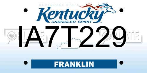 IA7T229 Kentucky License Plate