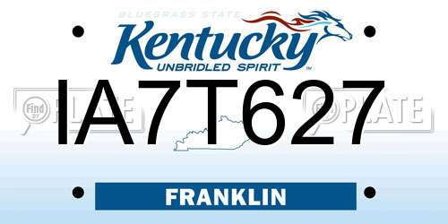 IA7T627 Kentucky License Plate