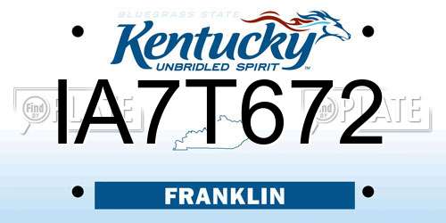 IA7T672 Kentucky License Plate