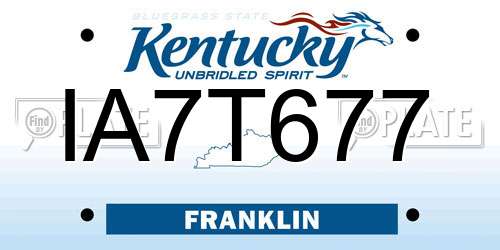IA7T677 Kentucky License Plate
