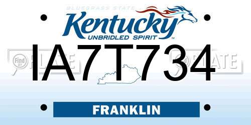 IA7T734 Kentucky License Plate