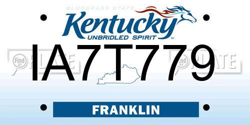 IA7T779 Kentucky License Plate