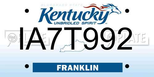 IA7T992 Kentucky License Plate