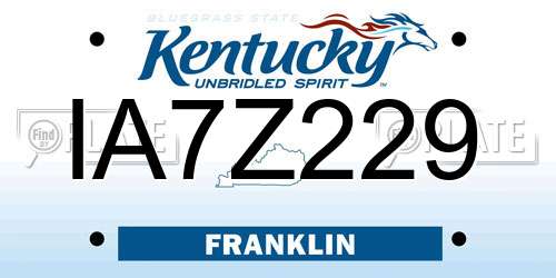 IA7Z229 Kentucky License Plate