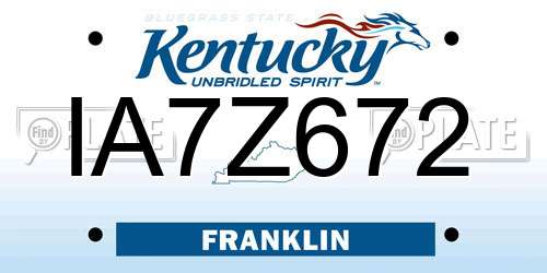 IA7Z672 Kentucky License Plate