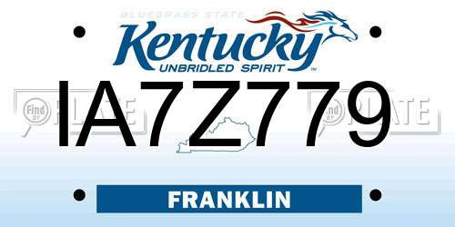 IA7Z779 Kentucky License Plate