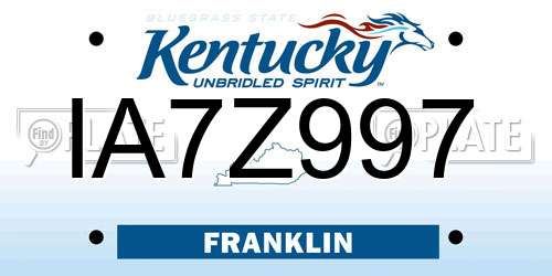 IA7Z997 Kentucky License Plate