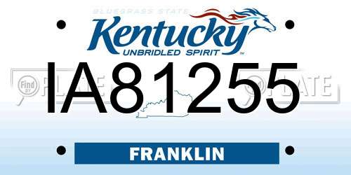IA81255 Kentucky License Plate