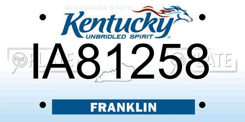 IA81258 Kentucky License Plate