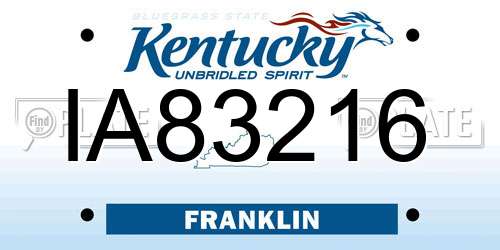 IA83216 Kentucky License Plate