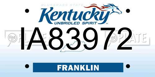 IA83972 Kentucky License Plate
