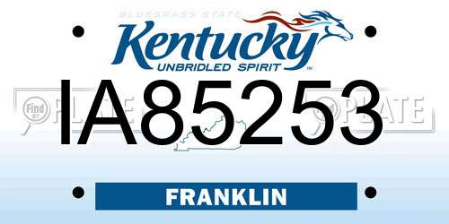 IA85253 Kentucky License Plate