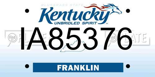 IA85376 Kentucky License Plate