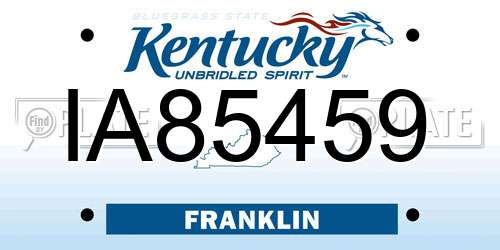 IA85459 Kentucky License Plate