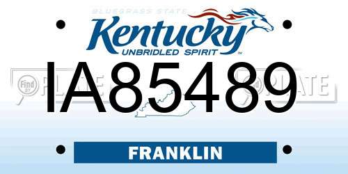 IA85489 Kentucky License Plate