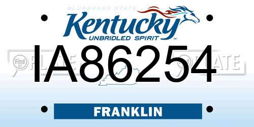 IA86254 Kentucky License Plate