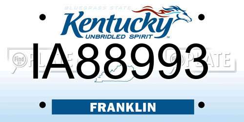 IA88993 Kentucky License Plate